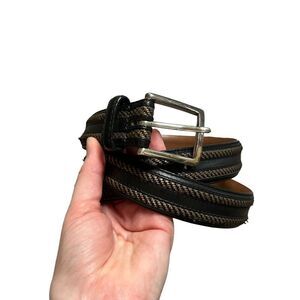 Brighton Leather Belt Size 36 Black Braided Brass Hardware‎ Style P4303 Classic